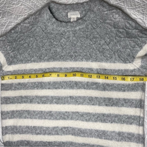 New Caslon Nordstrom Grey Heather Ivory Stripe Sweater (XS) - Picture 10 of 11